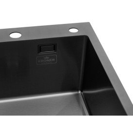 Мийка для кухні Kroner KRP Schwarze-7849RHM 78х49 см крило зліва нержавіюча сталь чорний PVD CV025279