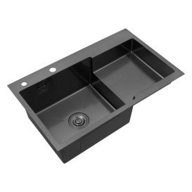 Мийка для кухні Kroner KRP Schwarze-7848LHM 78х48 см крило справа нержавіюча сталь чорний PVD CV030023