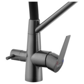 Мойка для кухни Kroner KRP Schwarze-7843ZHM 78х43 см со смесителем и дозатором нержавеющая сталь черный PVD CVS30115