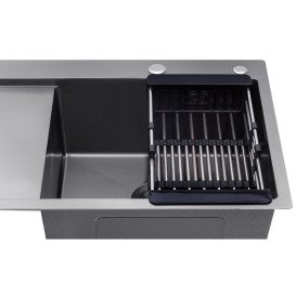 Мийка для кухні Kroner KRP Schwarze-7849RHM 78х49 см із змішувачем та дозатором нержавіюча сталь чорний PVD CVS30119