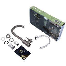 Мойка для кухни Kroner KRP Schwarze-7848RHM 78х48 см со смесителем и дозатором нержавеющая сталь черный PVD CVS30120