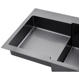 Мийка для кухні Kroner KRP Schwarze-7848RHM 78х48 см із змішувачем та дозатором нержавіюча сталь чорний PVD CVS30120