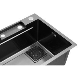Мойка для кухни Kroner KRP Schwarze-SET7546HMPVD 75х46 см со смесителем и дозатором нержавеющая сталь черный PVD CV032277