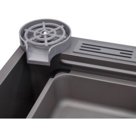 Мойка для кухни Kroner KRP Schwarze-SET7545NGPVD 75х46 см со смесителем и аксессуарами нержавеющая сталь черный PVD CV033806