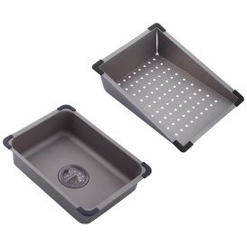 Мойка для кухни Kroner KRP Schwarze-SET7545NGPVD 75х46 см со смесителем и аксессуарами нержавеющая сталь черный PVD CV033806