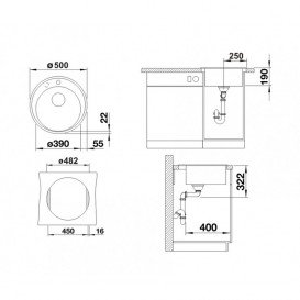Мийка для кухні кругла Blanco RIONA 45 врізна штучний граніт шампань 521400