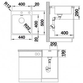 Мойка для кухни квадратная Blanco Andano 400-IF-А нержавеющая сталь  зеркальная полировка 522993