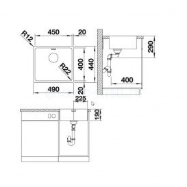 Мойка для кухни квадратная Blanco Andano 450-IF нержавеющая сталь  зеркальная полировка 522961
