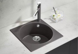 Мийка для кухні квадратна BLANCO Artago 6 врізна з відвідною арматурою InFino® темна скеля 521756