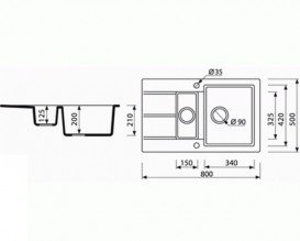 Мийка для кухні Marmorin Bario 1,5k 0,50 80х50 см штучний камінь Magranit коричневий 120 533 004