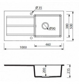 Мийка для кухні Marmorin Bario 1k 10 100х50 см штучний камінь Magranit сірий 120 113 003