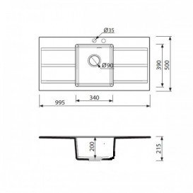 Мийка для кухні Marmorin Bario 1k 20 99,5х50 см штучний камінь Magranit пісочний 120 123 007