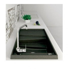 Мийка для кухні Marmorin Batea 1k з крилом врізна штучний камінь чорний 716 113 002