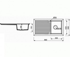 Мойка для кухни Marmorin Cire 1k 10 86х50 см искусственный камень Magranit белый 375 113 006