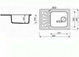 Мийка для кухні Marmorin Dato 65х44 см штучний камінь Magranit сірий 240 113 003