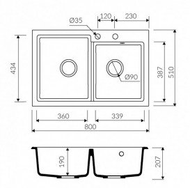 Мойка для кухни Marmorin Debra 2k 80х51 см искусственный камень Magranit коричневый 436 203 004