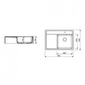 Мойка для кухни Marmorin Ewit 1k 1o с крылом накладная искусственный камень белый 515 113 006