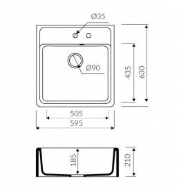 Мойка для кухни Marmorin Ewit 1k 59,5х63 см искусственный камень Magranit серый 515 103 003