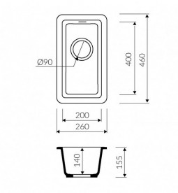 Мойка для кухни Marmorin Fado 0,5k 26х46 см искусственный камень Magranit коричневый 425 100 004