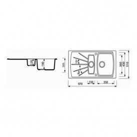 Мийка для кухні Marmorin Fenco 1,5k 1o з крилом врізна штучний камінь черный 320 513 002