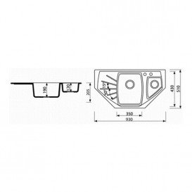 Мойка для кухни Marmorin Fenco trapez с крылом врезная искусственный камень серый 320 613 003