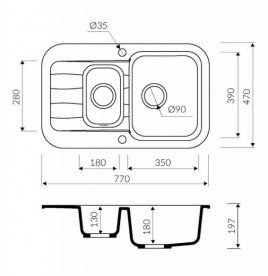 Мойка для кухни Marmorin Ignis 1,5k 10 77х47 см искусственный камень Magranit серый 435 513 003