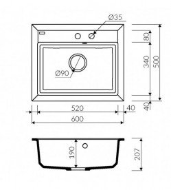 Мойка для кухни Marmorin Ivo 60х50 см искусственный камень Magranit сафари 718 103 001