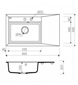 Мийка для кухні Marmorin Ivo 85х50 см штучний камінь Magranit коричневий 718 113 004