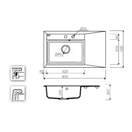 Мойка для кухни Marmorin Ivo с крылом врезная искусственный камень белый 718 113 006
