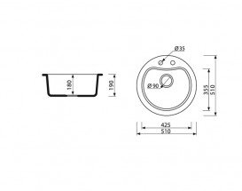 Мийка для кухні Marmorin Kova Ø51 см штучний камінь Magranit пісочний 250 803 007