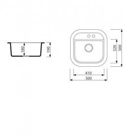 Мийка для кухні Marmorin Laver 1k без крила врізна штучний камінь чорний 510 103 002
