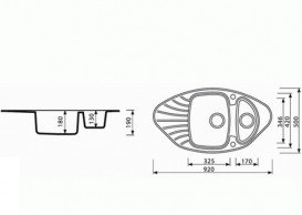 Мийка для кухні Marmorin Oren trapez 92х50 см штучний камінь Magranit чорний 180 613 002