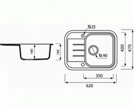 Мийка для кухні Marmorin Pesta 1k 0,50 62х47 см штучний камінь Magranit сафарі 170 133 001
