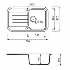 Мойка для кухни Marmorin Pesta 1k 10 77х47 см искусственный камень Magranit коричневый 170 113 004
