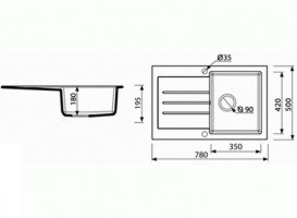 Мойка для кухни Marmorin Tellur 1k 10 78х50 см искусственный камень Magranit белый 380 113 006