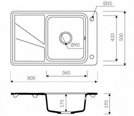 Мойка для кухни Marmorin Torro 800 1k 80х50 см искусственный камень Magranit песочный 220 133 007