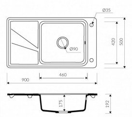 Мийка для кухні Marmorin Torro 900 1k 90х50 см штучний камінь Magranit пісочний 220 113 007