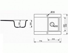 Мийка для кухні Marmorin Voga 1k 10 71,6х54 см штучний камінь Magranit білий 110 113 006