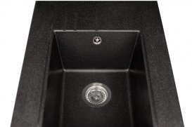 Мийка для кухні Miraggio Bodrum 650 врізна прямокутна з переливом матовий black 0000007