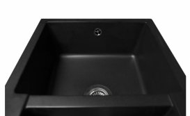 Мойка для кухни Miraggio La Pas врезная прямоугольная с 2 чашами с переливом матовый Black 0000019