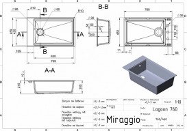 Мойка для кухни Miraggio Lagoon 76х46 см кварцевый песок Mirastone терра 0002089