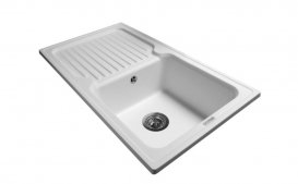 Мийка для кухні Miraggio Orlean врізна прямокутна з крилом з переливом матовий White 0000038