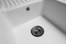 Мийка для кухні Miraggio Orlean врізна прямокутна з крилом з переливом матовий White 0000038