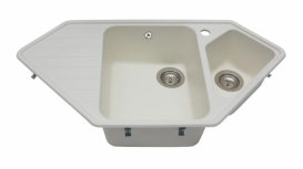 Мойка для кухни Miraggio Tirion врезная с 2 чашами с крылом матовый White 0000044