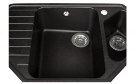 Мийка для кухні Miraggio Tirion врізна з 2 чашами з крилом матовий Black 0000039