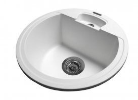 Мойка для кухни Miraggio Valencia врезная круглая с переливом матовый White 0000057