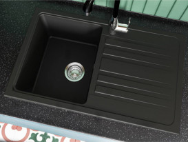 Мойка для кухни Miraggio Versal 75,8х46,2 см кварцевый песок Mirastone черный 0002349