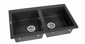 Мийка для кухні Miraggio Westeros 87x50x20 врізна з отвором переливу матовий Black 0000064