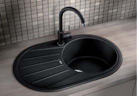 Мойка для кухни овальная BLANCO TAMOS 45 S  врезная  искусственный гранит  антрацит 521390