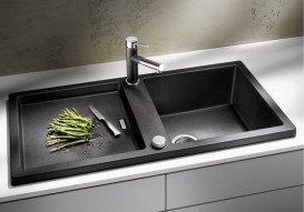 Мийка для кухні прямокутна BLANCO Adon XL 6S SILGRANIT врізна з клапаном-автоматом антрацит 523604